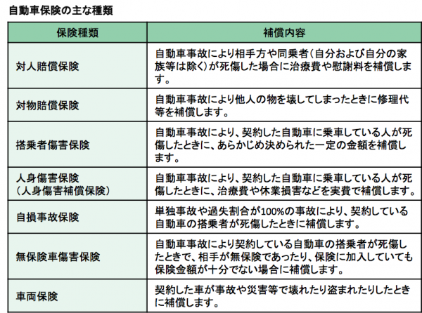 任意保険の概要ー表