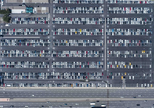 Huge parking aerial photo